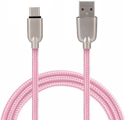 Gadget Bucket Micro USB Cable 1 m Mesh Plastic Rubber Covered Pink(Compatible with Mobile, Pink, One Cable)