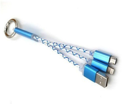 

BB4 Micro Usb + 8 pin 2 in 1 KEYCHAIN Data Charging SHORT POWER BANK Cable USB Adapter(Multicolor)