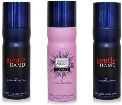 HAMD 2 GENTLE & 1 ESSENCE PACK OF 3 Deodorant Spray - For Men & Women(600 ml, Pack of 3)