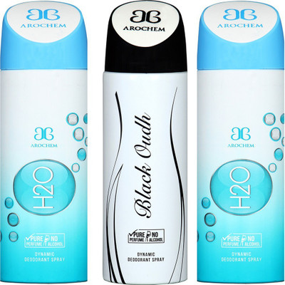 

AROCHEM H2O , BLACK OUDH AND AND H2O DYNAMIC PURE Deodorant Spray - For Men & Women(200 ml, Pack of 3)