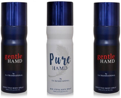 

HAMD 2 Gentle & 1 Pure Pack of 3 Deodorant Spray - For Men & Women(600 ml, Pack of 3)