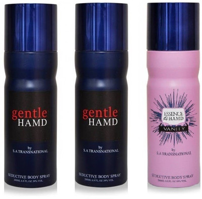 

HAMD ESSENCE VANITY & GENTLE Body Spray - For Men & Women(600 ml, Pack of 3)