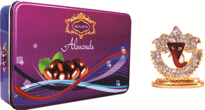 

Skylofts 175gms Chocolate Coated Almonds Tin Pack with Ganeshji Idol Diwali Gift Pack Combo(175gms)