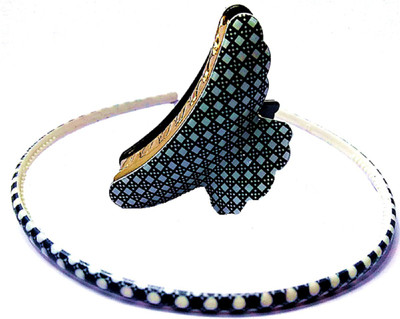 

Proplady Formal Black Collection Hair Clip & Hairband Combo (2 Piece Set, L-Size) for Girls & Women| Hair Accessories|Designer Hair Clip, Hair Claw, Bun Clip, Banana Clip, Back Pin, Hair Accessory Set(Black, White)