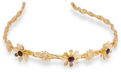 

AccessHer Agate stones Tiara Hair Band for women Hair Clip(Gold)