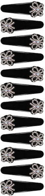 

Abhi Glossy Butterfly Stone Studded Design - 12 Pcs Tic Tac Clip(Black)