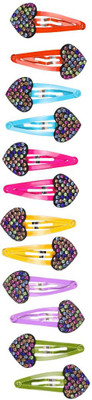 

Abhi Glossy Heart Design With Stone Studded -12 Pcs Tic Tac Clip(Multicolor)