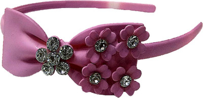 

Proplady Partywear Stylish Rhinestone Stud Matte Finish Bow Hair Band for Girls & Women|Wedding Hair Accessories|Designer Hair Band, Head Band, Hair Chain(Pink)