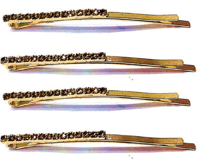 

Proplady Partywear (Set of 4) Stylish Rhinestone Stud Golden Hair Pins for Girls & Women|Wedding Hair Accessories|Designer Hair Pin, Hair Clip, Tic Tac Clip, Hair Accessory Set(Gold)