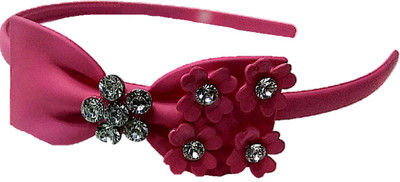 

Proplady Partywear Stylish Rhinestone Stud Matte Finish Bow Hair Band for Girls & Women|Wedding Hair Accessories|Designer Hair Band, Head Band, Hair Chain(Pink)