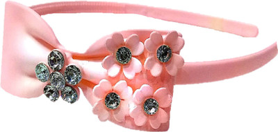 

Proplady Partywear Stylish Rhinestone Stud Matte Finish Bow Hair Band for Girls & Women|Wedding Hair Accessories|Designer Hair Band, Head Band, Hair Chain(Pink)