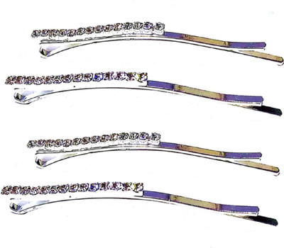 

Proplady Partywear (Set of 4) Stylish Rhinestone Stud Silver Hair Pins for Girls & Women|Wedding Hair Accessories|Designer Hair Pin, Hair Clip, Tic Tac Clip, Hair Accessory Set(Silver)