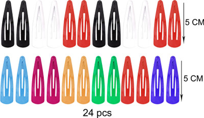 

HONBON Set of 24 Pcs of 5 cm (2 pair black 2 pair red 2 pair white and 6 Pairs of Random plain color) Premium Metal Triangular Tik Tak Hair Pins or Clips Hair Accessories for Girls and Women And Baby Girls Tic Tac Clip(Red, Black, White, Multicolor)