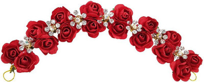 

AASA Hair Accessories For Women Bun Decoration Flowers Gajra Hair Accessory Set(Red)