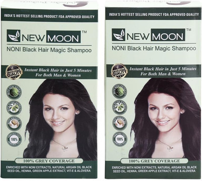 

New Moon (Pack of 40 pcs 15 ml) Noni noni black hair magic shampoo Hair Color(Black)