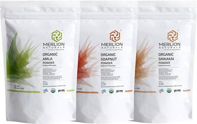 

Merlion Naturals Organic Amla, Reetha & Shikakai Powder, Hair Care Combo 300 gm (3 x 100gm each) ; NPOP India and USDA NOP Organic Certified(300 g)