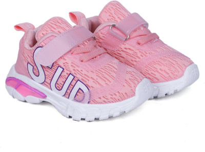 

FEETWELL Girls Velcro Sneakers(Pink