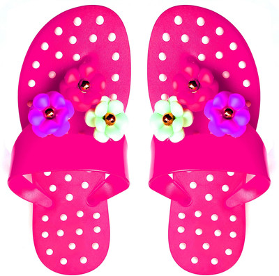 

ADJ Girls Slip On Slipper Flip Flop(Pink, Dark pink