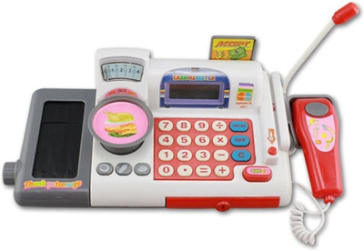 

Smartcraft Red Cash Register Money Banking Pretend Play Electronic Sounds Educational(Multicolor)