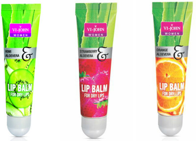 

Vi-John LIP BAM (PACK OF 3 PC)ALEOVERA STRAWBEERY, ORANGE, KIWI(Pack of: 3, 150 g)