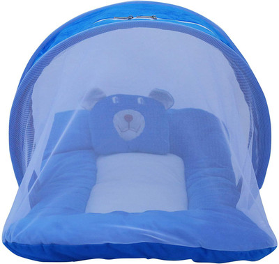 

LITTE HUG Nylon Infants Toddler Mattress with Mosquito Net Mosquito Net(Blue)