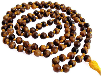 NEELAMRATNA Brown Tiger Eye Crystal Mala ( 6mm ) Healing Gemstone Necklace Mala for Unisex Tiger's Eye Stone Chain