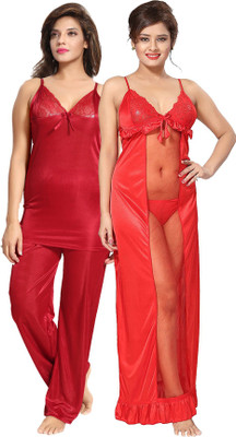 Be You Women Nighty Set(Red)