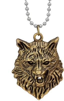 memoir Memoir Antique Gold Finish Brass, Big and Bold Narsimha Tiger Head Design Stylish Fashion Chain Pendant Necklace Jewellery for MenÂ  Rhodium Brass Locket