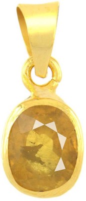 Gems Jewels Online 7.25 Ratti Yellow Sapphire Gold-plated Sapphire Stone Pendant