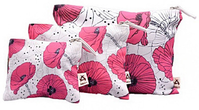 

Astara Foral Pink Canvas Set of 3 Pouch Pouch(White)