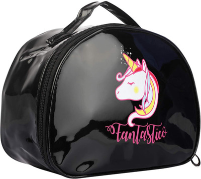 

Oytra Makeup Pouch/Cosmetic Bag/Toiletry Kit with Mirror for Girls Ladies and Women Unicorn Designs Cosmetic Bag(Black)