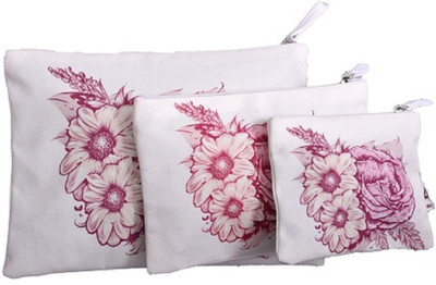 

Astara Vintage Flower Canvas Set of 3 Pouch Pouch(Beige)