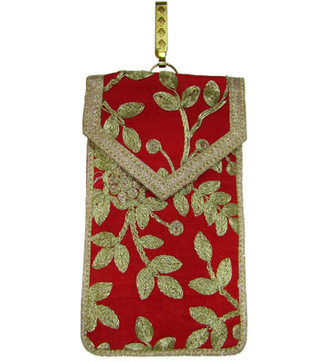 Deepsum Wedding Party Saree Clutch Mobile Pouch Waist Clip Ladies Purse Gift For Women Mobile Pouch (Red) Mobile Pouch(Red)