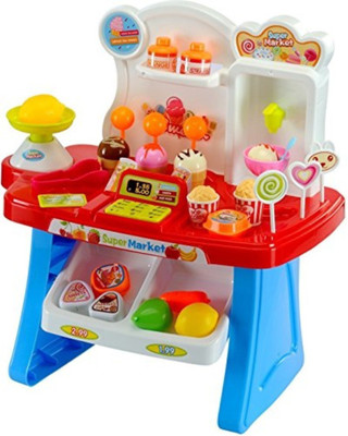 

Smartcraft Luxury Supermarket Shop - Blue, Candy Sweet Shopping Cart, Ice Cream Supermarket Role Playset Toy for Kids