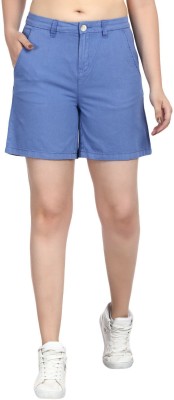 Kotty Solid Women Blue Chino Shorts at flipkart