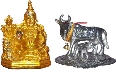 Vaah Laxmi Kuber Murti & Cow with Calf Decorative Showpiece  -  15 cm(Polyresin, Multicolor)