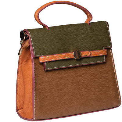 

REYU Women Evening/Party, Formal, Casual Tan, Green Synthetic Leather Hand-held Bag, Green;tan