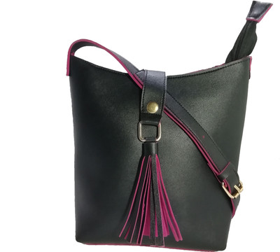 

mango star Girls Evening/Party, Casual Black PU Sling Bag