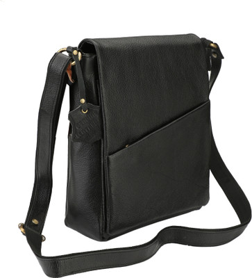 

U Carry Me Women Formal Black Genuine Leather Sling Bag
