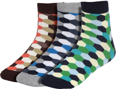 CREATURE Men & Women Geometric Print Mid-Calf/Crew(Pack of 3)