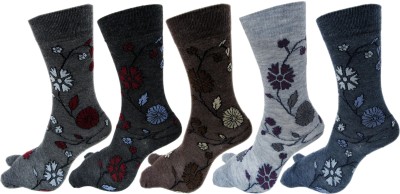 RC. ROYAL CLASS Women Floral Print Mid-Calf/Crew(Pack of 5)