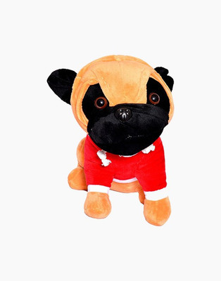 

OWO Pug Dog Soft Plush Toy - 32 cm(Brown & Red)