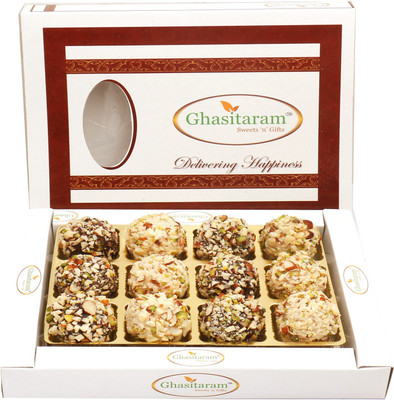 

Ghasitaram Gifts Sweets-Chocolate Dryfruit Laddoos in White Box(350 g, Box)