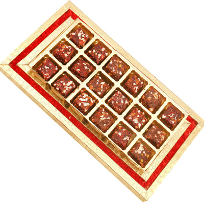 

Ghasitaram Gifts Hampers Red and Gold Sugarfree Dates and Figs BitesTray Combo(2)