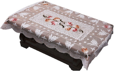 SBM Cotton 4 Seater Floral Table Cover(Brown)