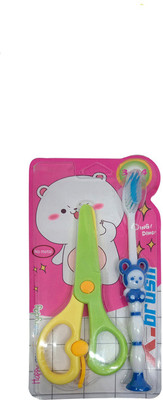 

AASA Set of Safety Craft Kids Scissors with Soft Bristles Tooth Brush for Little Boys and Girls Ultra Soft Toothbrush(Pack of 8)