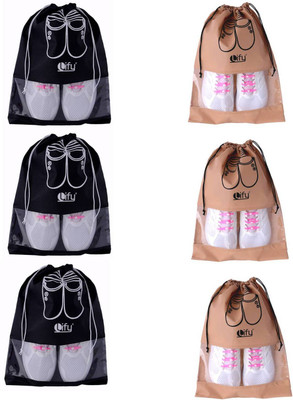 

Lify Shoe Pouch(Beige, Black), Black & beige