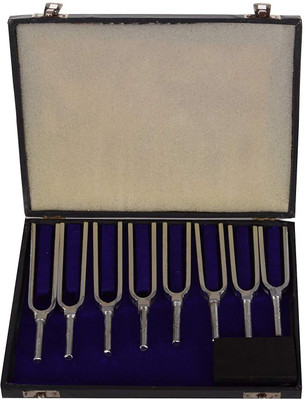

Parshv Tuning Fork Set of 8 diff. frequencies Weltch pattern in Velvet box [with Rubber Pad] Tuning Fork(Higher lower tone.)
