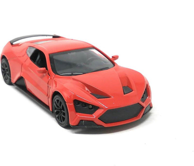 

Akrobo Die-Cast Metal Sport Car Pull Back with Operable Doors and Light and Music Gift for Kids Red(Red)