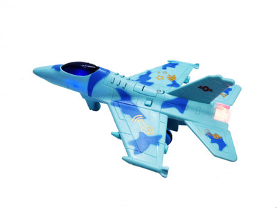 

Emob Battery Operated Touch Sensing Blue Army Military Fighter plane Toy with Light and Sound(Multicolor)